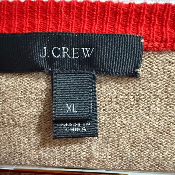 VTG J. Crew Red Tan Sweater Button Accents Elbow Patches Wool Angora equestrian - Picture 4 of 6